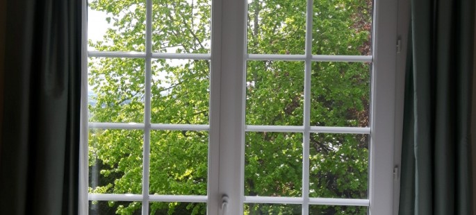 bedroom showing view